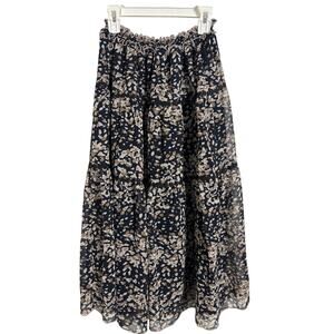 Peasant Floral Tiered Full Skirt XS Boho Fairy Hippie Cottage Prairie Modest